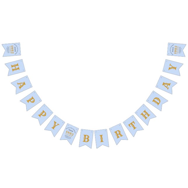 40th Birthday 1982 Blue Gold Name Chic Bunting (All)