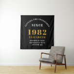 40th Birthday 1982 Elegant Black Gold Chic Tapestry<br><div class="desc">A wonderful birthday gold design on a party tapestry for that special celebration. Easily customise the text using the template provided. Part of the setting standards range of birthday supplies.</div>