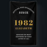 40th Birthday 1982 Elegant Chic Gold Black Banner<br><div class="desc">A wonderful birthday gold design on a banner for that special celebration. Easily customise the text using the template provided. Part of the setting standards range of birthday supplies.</div>