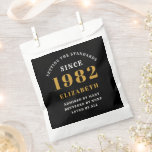 40th Birthday 1982 Elegant Gold Black Favour Bags<br><div class="desc">A wonderful birthday gold design on favour bag for that special celebration. Easily customise the text using the template provided. Part of the setting standards range of birthday supplies.</div>