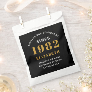 40th Birthday 1982 Elegant Gold Black Favour Bags