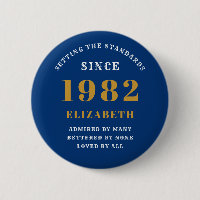 40th Birthday 1982 Elegant Gold Blue Chic