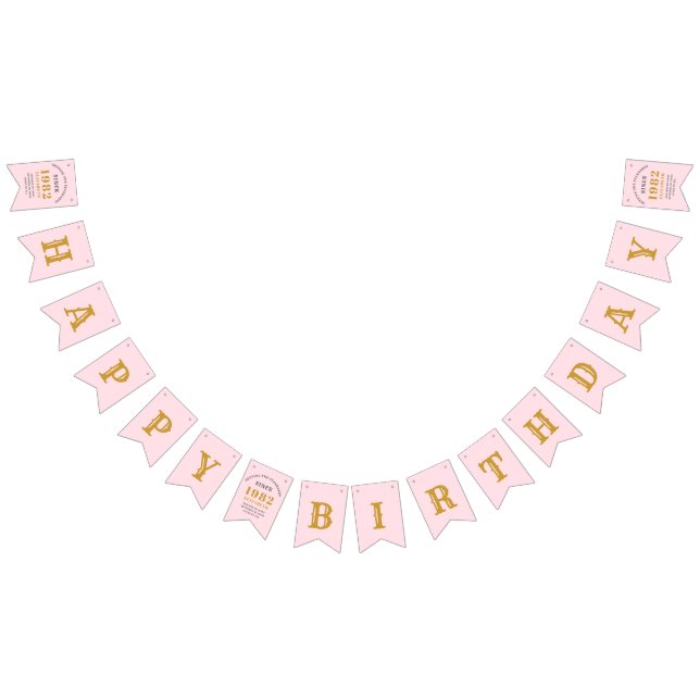 40th Birthday 1982 Pink Gold Name Chic Bunting (All)