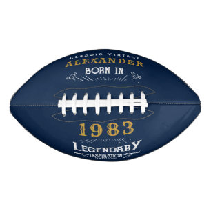 40th Birthday 1983 Add Name Legend Blue Gold Football