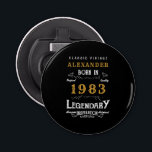 40th Birthday 1983 Add Name Legendary Black Gold Bottle Opener<br><div class="desc">Vintage design bottle opener. Add the name and year creating a unique birthday celebration item. Team this up with the matching gifts,  party accessories,  and clothing available in our store www.zazzle.com/store/thecelebrationstore</div>