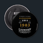 40th Birthday 1983 Add Name Legendary Black Gold Bottle Opener<br><div class="desc">Vintage design bottle opener. Add the name and year creating a unique birthday celebration item. Team this up with the matching gifts,  party accessories,  and clothing available in our store www.zazzle.com/store/thecelebrationstore</div>
