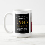 40th Birthday 1983 Black Gold Add Name Photo Large Coffee Mug<br><div class="desc">A huge black and gold photo mug for those special people. Easily customise the text and photo using the template provided. Part of the setting standards range.</div>