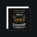 40th Birthday 1983 Retro Black Gold Greeting Card<br><div class="desc">Say Happy Birthday. Add your name,  year and message to this personalised birthday greeting card. A wonderful custom black birthday card with white and gold vintage style typography. More gifts and party supplies available with the "Legendary" design in the store.</div>