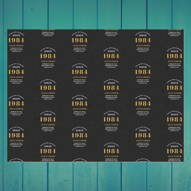 40th Birthday 1984 Black Gold Chic Elegant Tissue Paper (40th Birthday Chic 1984 Themed Black & Gold Elegant Tissue Paper. )