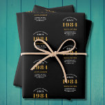 40th Birthday 1984 Black Gold Chic Elegant Wrapping Paper Sheet<br><div class="desc">40th Birthday Chic 1984 Themed Black & Gold Elegant Wrapping Paper Sheets. Celebrate the journey of the vintage years with our 40th Birthday 1984 Black and Gold Chic Elegant Wrapping Paper Sheets. Wrapped in class and elegance, these high-quality paper sheets offer a fully personalised touch, reflecting the chic vibes of...</div>