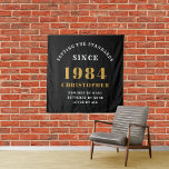 40th Birthday 1984 Elegant Black Gold Chic Tapestry<br><div class="desc">40th Birthday 1984 Elegant Black Gold Chic Tapestry: Extravagant & Fully Personalised Celebration Backdrop. Illuminate your special day with our 40th Birthday 1984 Elegant Black Gold Chic Tapestry. Perfect for creating an atmosphere of elegance and sophistication, this backdrop is adorned with a classic black and gold design which is sure...</div>