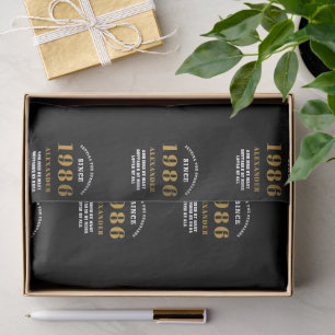 40th Birthday 1986 Black Gold Chic Elegant Tissue Paper