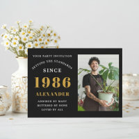40th Birthday 1986 Black Gold Personalized Photo
