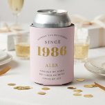 40th Birthday 1986 Keepsake Elegant Personalised Can Cooler<br><div class="desc">Celebrate a milestone 40th birthday with this chic, personalised can cooler! Featuring a sophisticated pink and grey design and the iconic 'Born in 1986' year, it's the perfect gift for keeping drinks cold in style. Customise it with the recipient's name for a unique keepsake they'll cherish. Ideal for birthday parties,...</div>