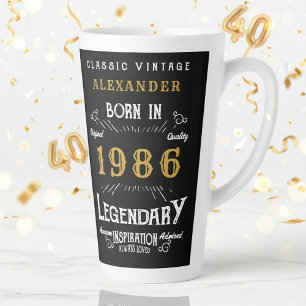 40th Birthday 1986 Legendary Retro Latte Mug