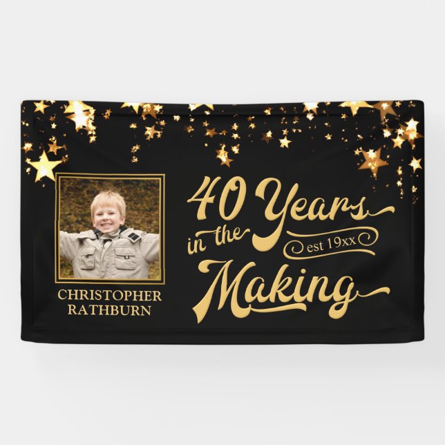 40th Birthday 40 YEARS IN THE MAKING Gold Stars Banner (Horizontal)