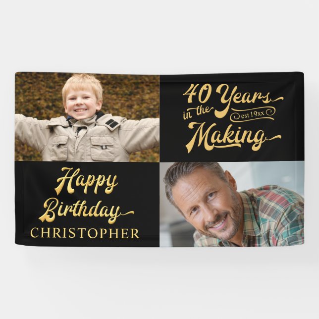 40th Birthday 40 YEARS IN THE MAKING Retro Script Banner (Horizontal)