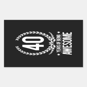 40th Birthday (40 Years Of Being Awesome) Rectangular Sticker
