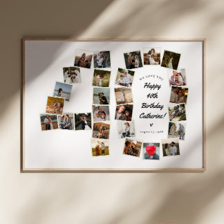 40th Birthday 40 Years Photo Collage Post Poster
