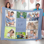 40th Birthday 7 Photo Collage Blue Fleece Blanket<br><div class="desc">Photo Blanket - personalised keepsake gift to say Happy 40th Birthday. The photo template is set up for you to add 7 of your favourite photos which are displayed in a photo collage around the birthday greeting. The wording simply reads "Happy 40th Birthday" in casual typography. "40th" is actually editable...</div>