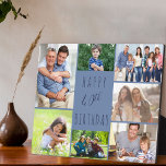 40th Birthday 7 Photo Collage Two Tone Blue<br><div class="desc">Say Happy 40th Birthday with a personalized photo plaque. The photo template is set up for you to add 7 of your favorite photos which are displayed in a photo collage around the birthday greeting. The wording simply reads "Happy 40th Birthday" in casual typography. "40th" is actually editable if you...</div>