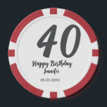 40th birthday add name date year black template go poker chips<br><div class="desc">editable design</div>