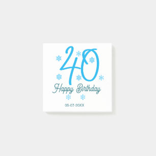 40th birthday add name date year blue template post-it notes