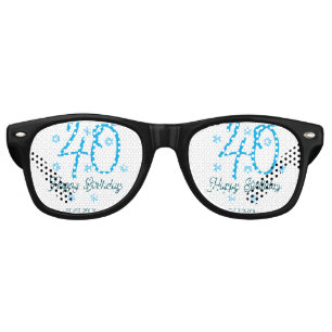 40th birthday add name date year blue template retro sunglasses