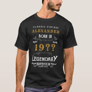 40th Birthday Add Name Year Legendary Black Gold T-Shirt