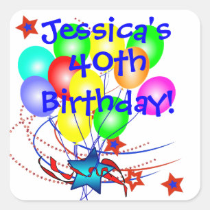 40th Birthday Any Age & Name Fun Birthday Stickers