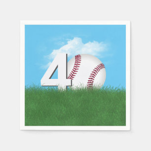 40th Birthday Baseball In Green Grass Napkin