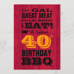 40th Birthday BBQ Grill Out Invitation