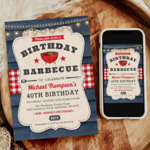 40th Birthday BBQ Summer Barbecue Party Invitation