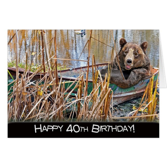 40th Birthday Bear in Boat (Front Horizontal)