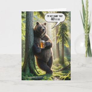 40th Birthday Bear With Beer Mug Card