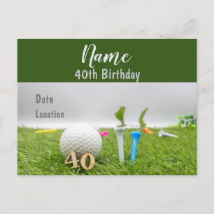 40th birthday birthday party invitation on green postcard