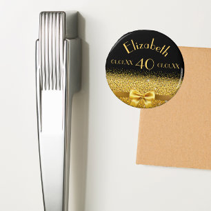 40th birthday black gold elegant bow magnet