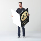 40th Birthday Black Gold Glitter Extra Large Jumbo