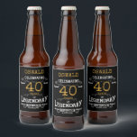 40th Birthday Black Gold Legendary Funny Beer Bottle Label<br><div class="desc">A personalised elegant beer bottle label that is easy to customise for that special birthday party occasion.</div>