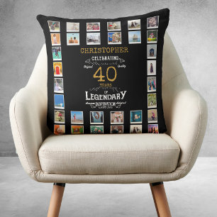 40th Birthday Black Gold  Legendary Photo Cushion