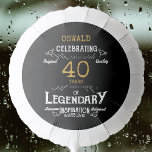 40th Birthday Black Gold Legendary Retro Balloon<br><div class="desc">A personalised elegant balloon that is easy to customise for that special 40th birthday party. The retro black and gold design adds a touch of refinement to that special celebration.</div>