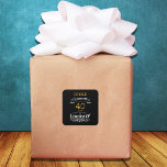 40th Birthday Black Gold Legendary Retro Square Sticker<br><div class="desc">A personalised elegant paper sticker / label that is easy to customise for that special 40th birthday party.</div>