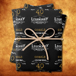 40th Birthday Black Gold  Legendary Retro Wrapping Paper Sheet<br><div class="desc">Vintage Black Gold Elegant wrapping paper - Personalised 40th Birthday Celebration wrapping. Celebrate your milestone 40th birthday with a touch of elegance, class, and sweetness! Our Vintage Black Gold wraps are the perfect way to make your mark with personalised birthday favours. Every sheet has a rich and luxurious black and...</div>