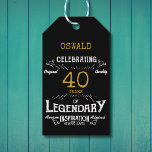 40th Birthday Black Gold Legendary Vintage Gift Tags<br><div class="desc">A personalised elegant 40th birthday vintage gift label that is easy to customise for that special birthday party occasion.</div>
