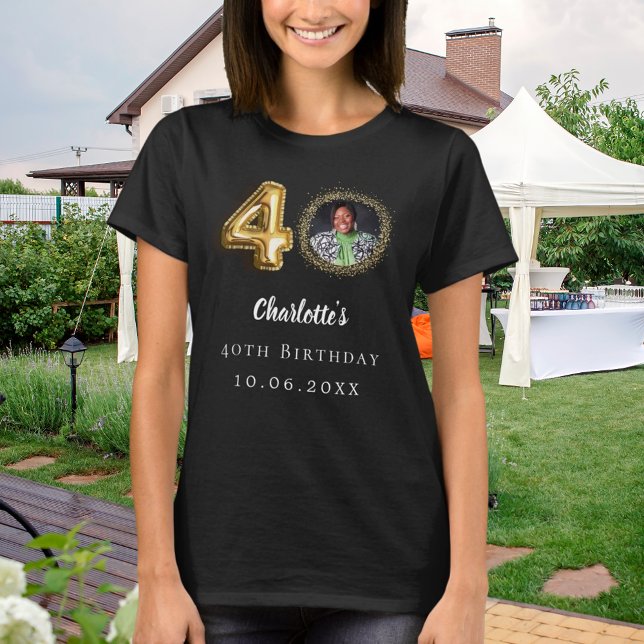 40th birthday black gold photo T-Shirt (Creator Uploaded)