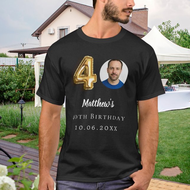 40th birthday black gold photo T-Shirt (Creator Uploaded)