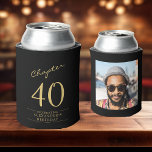 40th Birthday Black Gold Photo Template Can Cooler<br><div class="desc">Celebrate your loved one's birthday in style with a personalised black and gold birthday can cooler featuring their favourite photo. Discover how this high-quality,  customisable cooler can elevate any birthday celebration and create a lasting impression for the birthday honoree.</div>