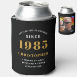 40th Birthday Black Gold With Photo<br><div class="desc">Personalised Birthday add your name and year can cooler with your photo on the rear. Edit the name and year with the template provided. A wonderful custom birthday party accessory. More gifts and party supplies available with the "setting standards" design in the store.</div>