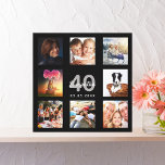 40th birthday black name photo collage canvas print<br><div class="desc">A unique 40th birthday gift or keepsake, celebrating her life with a collage of 8 of your photos. Add images of her family, friends, pets, hobbies or dream travel destination. Personalise and add a name, age 40 and a date. Grey and white coloured letters. A chic black background. This canvas...</div>