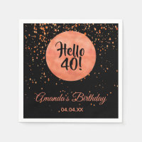 40th birthday black rose gold hello 40 name